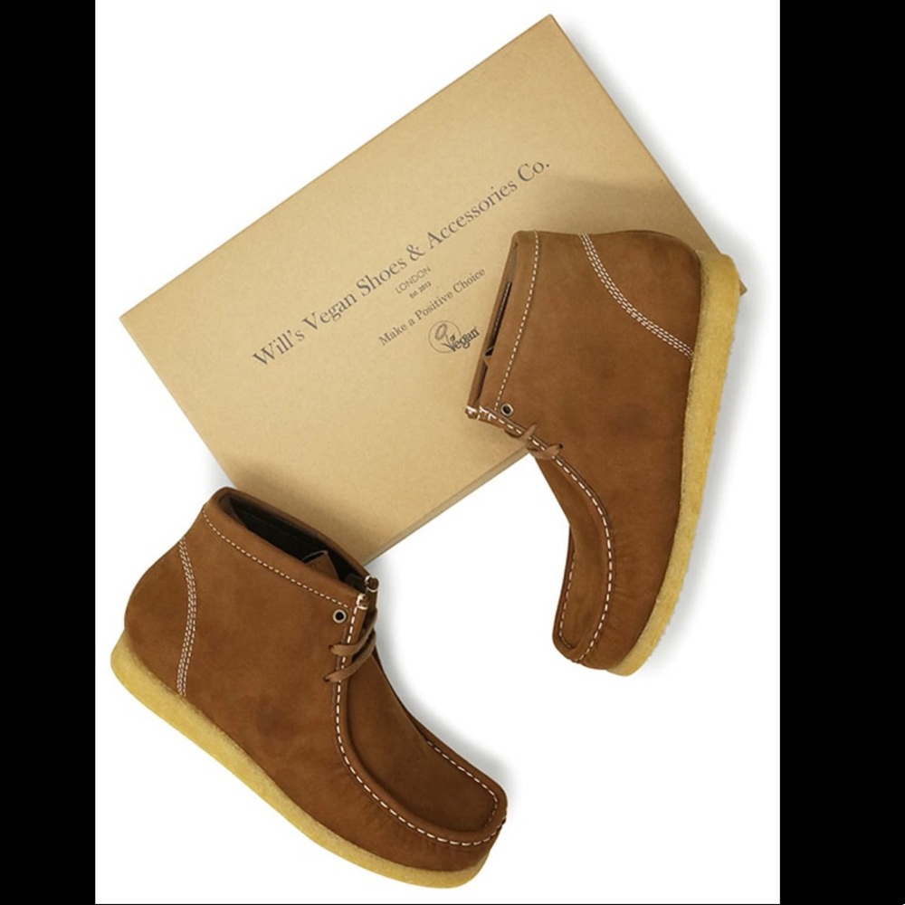 Will’s Vegan Shoes London brown vegan Suede moccasin boots size 41